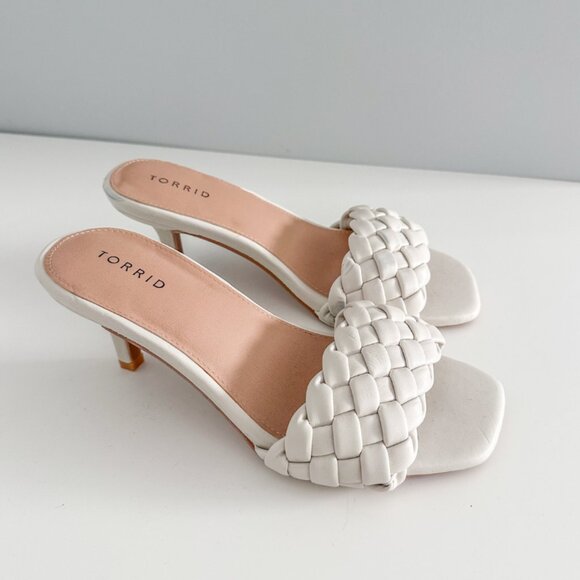 Torrid Bone Woven Toe Strap Mule Heels in Extra Wide - Picture 5 of 9